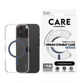 PanzerGlass CARE by Flagship etui Transparent Urban Combat niebieski MagSafe iPhone 16 Pro