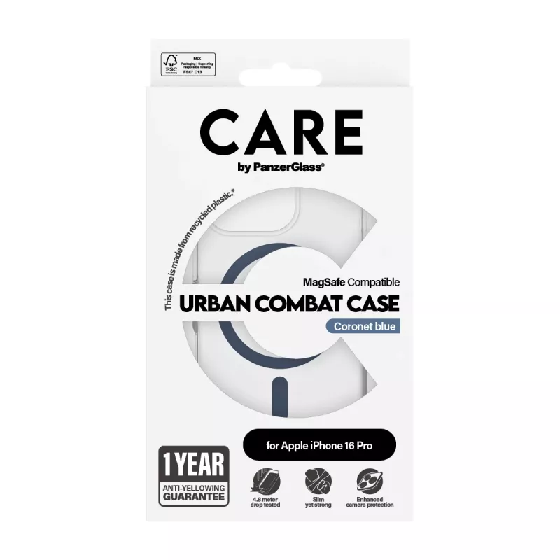 PanzerGlass CARE by Flagship etui Transparent Urban Combat niebieski MagSafe iPhone 16 Pro