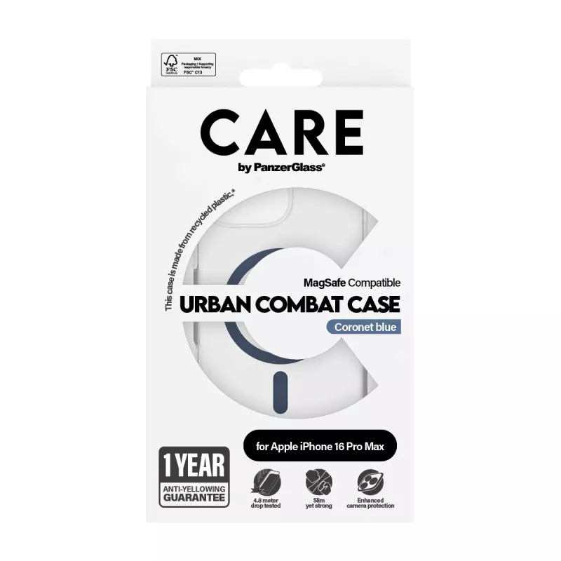 Cover PanzerGlass CARE by Flagship etui Transparent Urban Combat niebieski MagSafe iPhone 16 Pro Max