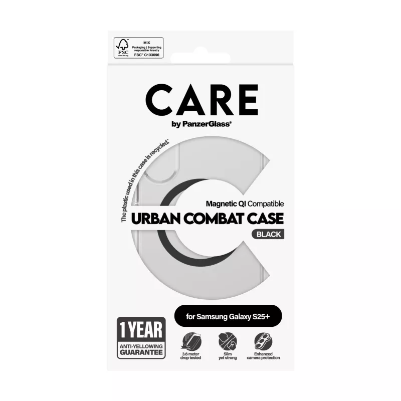 PanzerGlass CARE™ by ® Urban Combat Case Przezroczysty z Czarnym Qi Kompatybilny Samsung Galaxy S25+