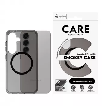 PanzerGlass CARE™ by ® Urban Combat Case Smokey w. Czarny Qi Kompatybilny Samsung Galaxy S25