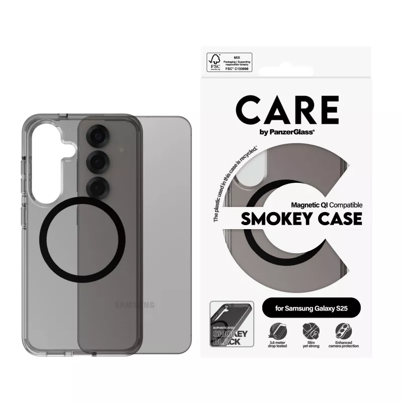 PanzerGlass CARE™ by ® Urban Combat Case Smokey w. Czarny Qi Kompatybilny Samsung Galaxy S25