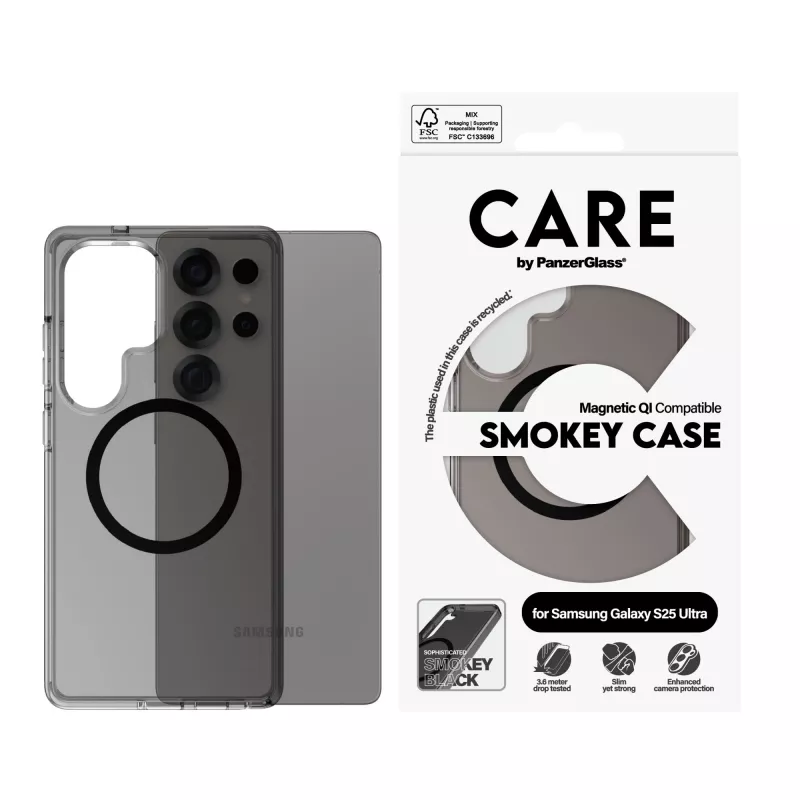 PanzerGlass CARE™ by ® Urban Combat Case Smokey w. Czarny Qi Kompatybilny Samsung Galaxy S25 Ultra