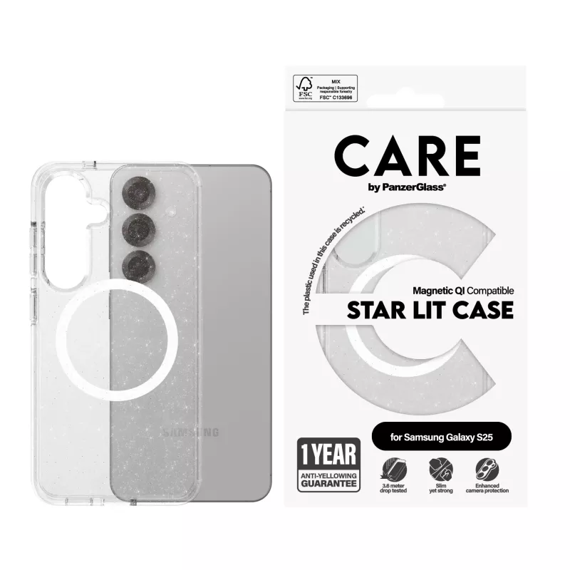 PanzerGlass CARE™ by ® Urban Combat Case Star Lit w. biały Qi Kompatybilny Samsung Galaxy S25
