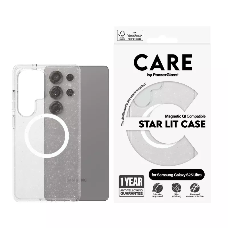 PanzerGlass CARE™ by ® Urban Combat Case Star Lit w. biały Qi Kompatybilny Samsung Galaxy S25 Ultra