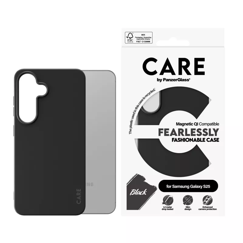 PanzerGlass CARE™ by ® Etui Czarny z Qi Compatible Samsung Galaxy S25