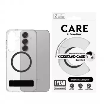 PanzerGlass CARE™ by ® Przezroczyste etui z czarną podstawką i kompatybilnością Qi Samsung Galaxy S25+