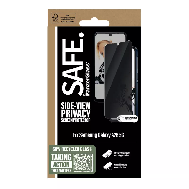 PanzerGlass SAFE. by ® Privacy Ochrona ekranu Samsung Galaxy A26 5G | Ultra-Wide Fit w. EasyAligner
