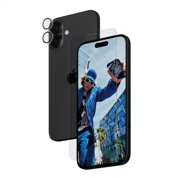 PanzerGlass ® 2-in-1 Bundle iPhone 16 Plus, Apple, Apple - iPhone 16 Plus, Aplikacja na sucho, Odporny na zarysowania, Odporny na wstrząsy, Przezroczysty, 1 szt.
