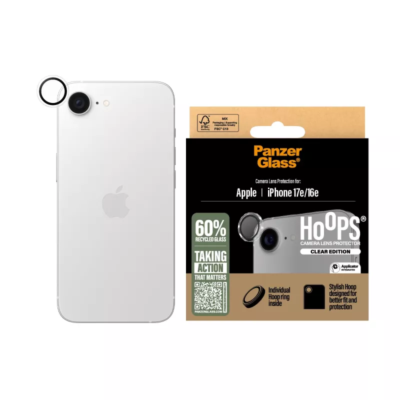 PanzerGlass ® Hoops® Osłona obiektywu aparatu Przezroczysta iPhone 17e | 16e