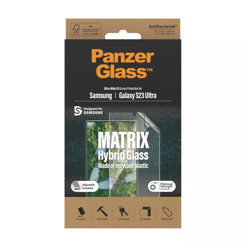 PanzerGlass ® ECO MATRIX Szkło ochronne Samsung Galaxy S23 Ultra | Ultra-szerokie dopasowanie z zestawem do montażu
