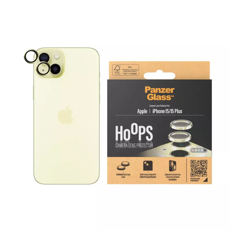 PanzerGlass ® Hoops® Osłona obiektywu aparatu żółty iPhone 15 | 15 Plus
