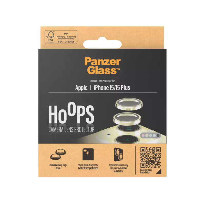 PanzerGlass ® Hoops® Osłona obiektywu aparatu żółty iPhone 15 | 15 Plus