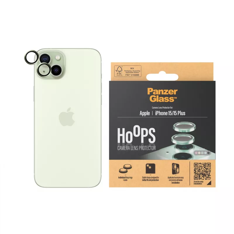 PanzerGlass ® Hoops® Osłona obiektywu aparatu zielona iPhone 15 | 15 Plus