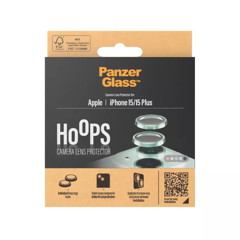 PanzerGlass ® Hoops® Osłona obiektywu aparatu zielona iPhone 15 | 15 Plus