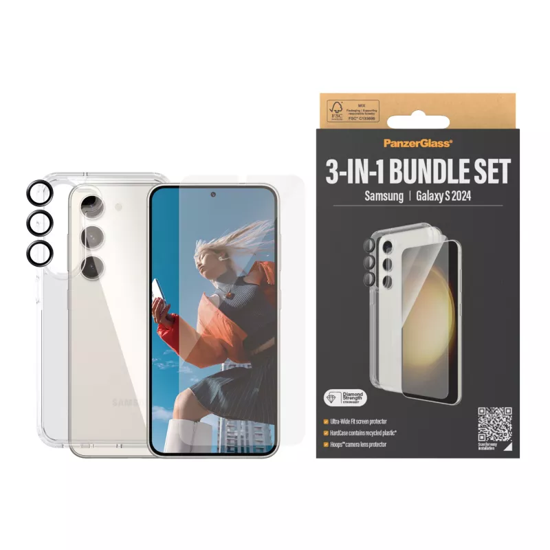 PanzerGlass ® Zestaw 3-w-1 Samsung Galaxy S24 | Ultra-Wide Fit z EasyAligner