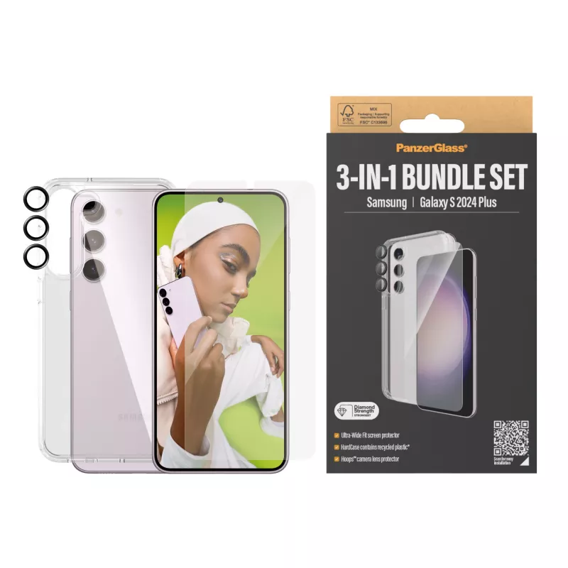 PanzerGlass ® Zestaw 3-w-1 Samsung Galaxy S24+ | Ultra-Wide Fit z EasyAligner
