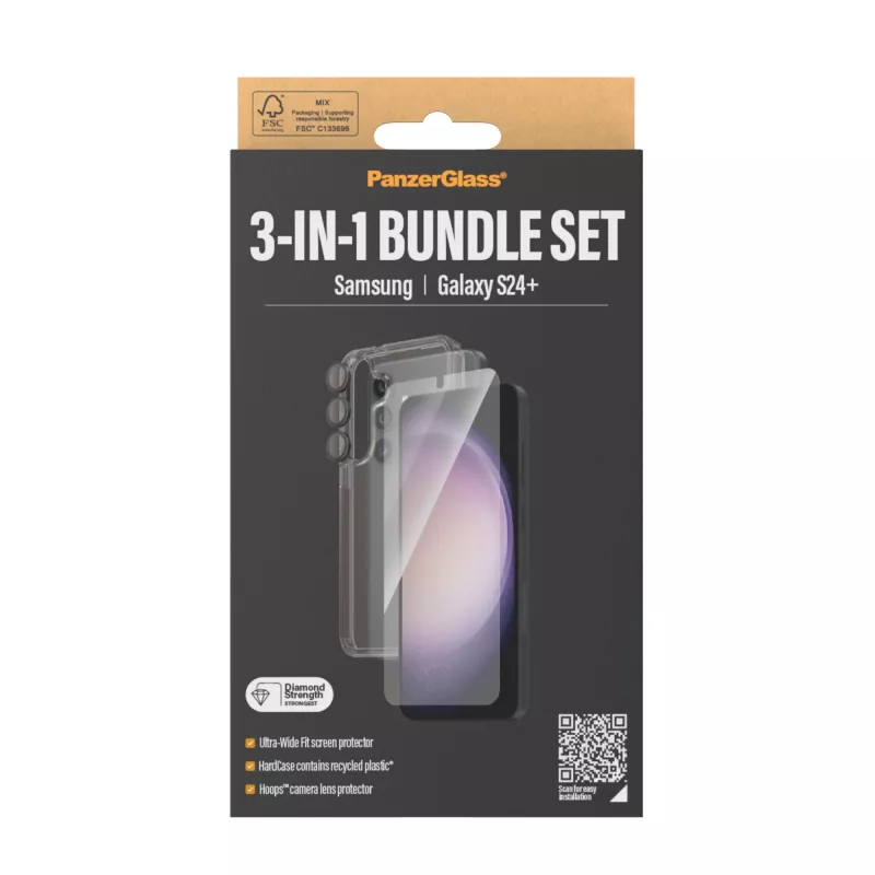 PanzerGlass ® Zestaw 3-w-1 Samsung Galaxy S24+ | Ultra-Wide Fit z EasyAligner
