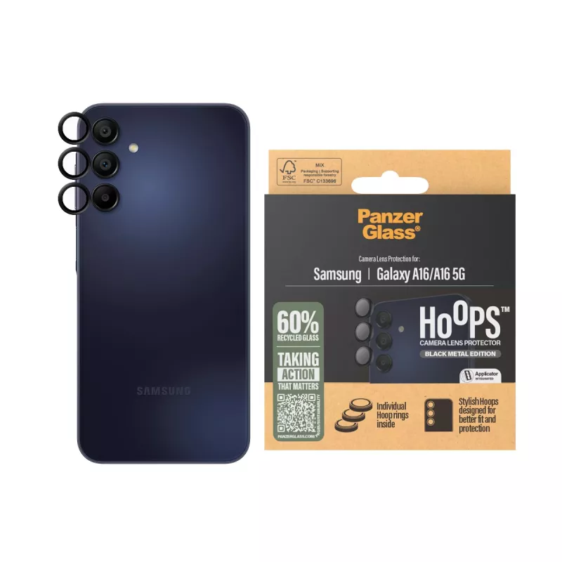 PanzerGlass ® Hoops® Osłona na obiektyw aparatu Czarna Samsung Galaxy A16 | A16 5G