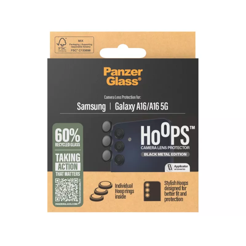 PanzerGlass ® Hoops® Osłona na obiektyw aparatu Czarna Samsung Galaxy A16 | A16 5G