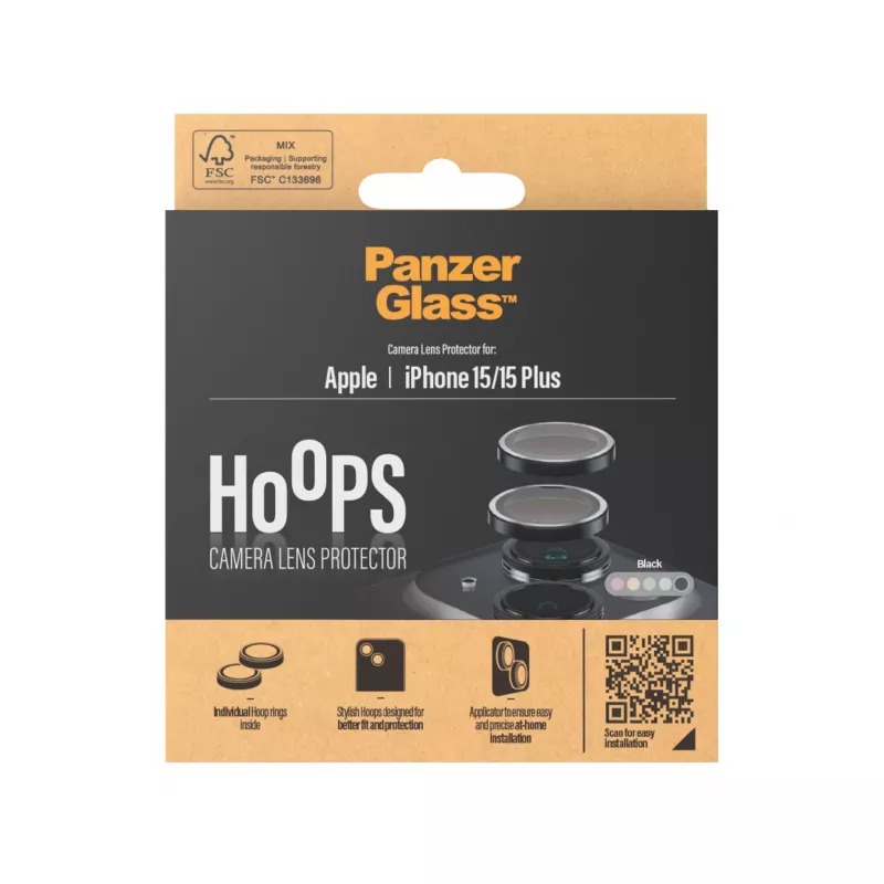 PanzerGlass ® Hoops® Osłona obiektywu aparatu Czarny iPhone 15 | 15 Plus