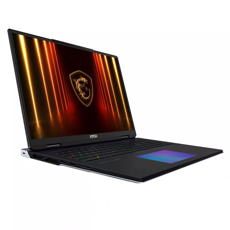 MSI Titan 18 HX AI A2XWIG-073 laptop Intel Core Ultra 9 285HX 45,7 cm (18 cali) UHD+ 64 GB DDR5-SDRAM 6 TB SSD NVIDIA GeForce RTX 5080 Wi-Fi 7 (802.11be) Windows 11 Pro Czarny