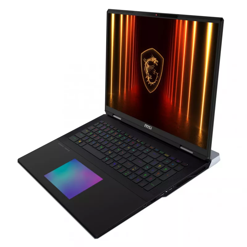 MSI Titan 18 HX AI A2XWIG-073 laptop Intel Core Ultra 9 285HX 45,7 cm (18 cali) UHD+ 64 GB DDR5-SDRAM 6 TB SSD NVIDIA GeForce RTX 5080 Wi-Fi 7 (802.11be) Windows 11 Pro Czarny