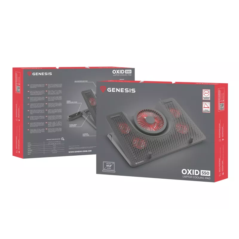 GENESIS Oxid 550 podkładka chłodząca do laptopa 43,9 cm (17,3 cala) 2800 RPM Czarny