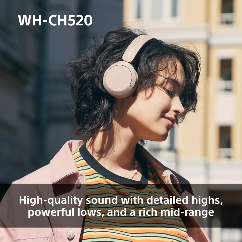 Sony WHCH520Y.CE7, Bezprzewodowe, Połączenia/Muzyka, 20–20000 Hz, 147 g, Zestaw słuchawkowy, Żółty
