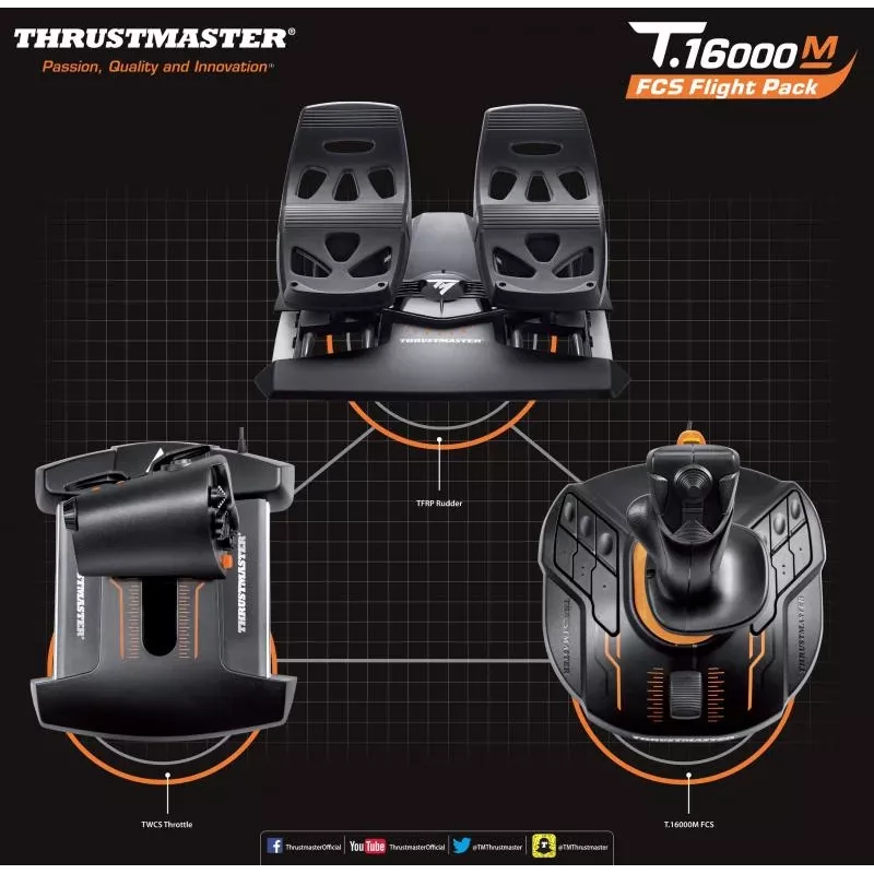 Thrustmaster T-16000M FCS Flight Pack Czarny USB Joystick Analogowy / Cyfrowy MAC, PC