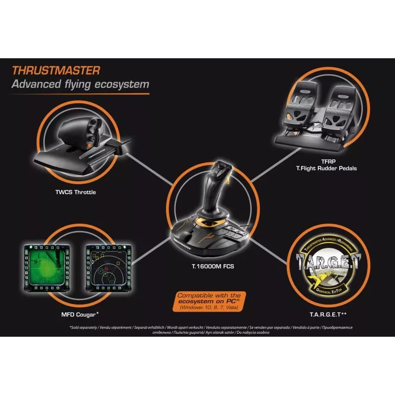 Thrustmaster T-16000M FCS Flight Pack Czarny USB Joystick Analogowy / Cyfrowy MAC, PC