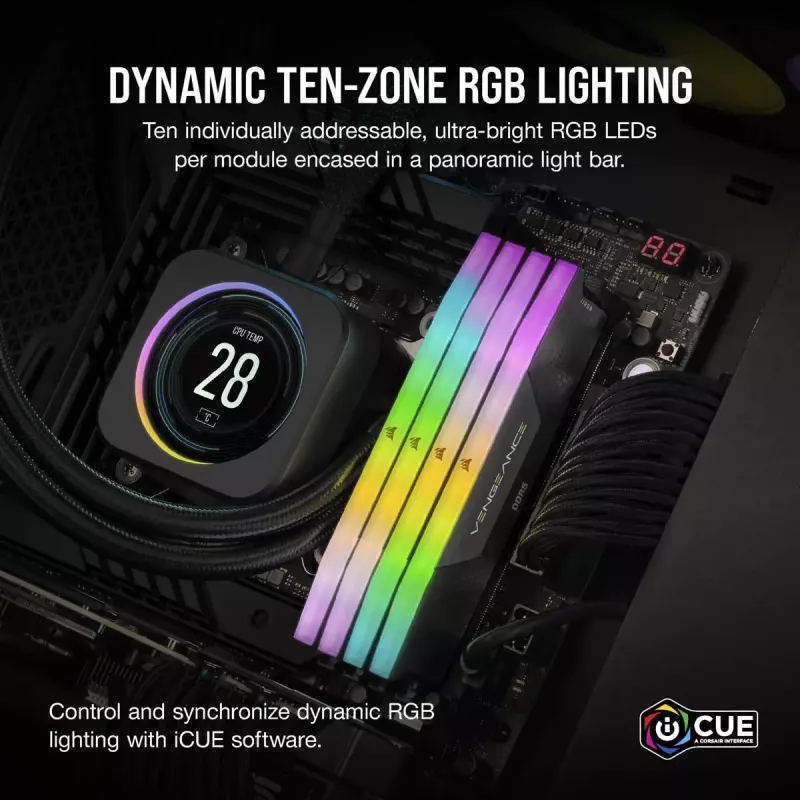 CORSAIR Memory 32 GB DDR5 (2x16 GB) DRAM 6400 MT/s CL36 Memory Kit Vengeance RGB - Czarny