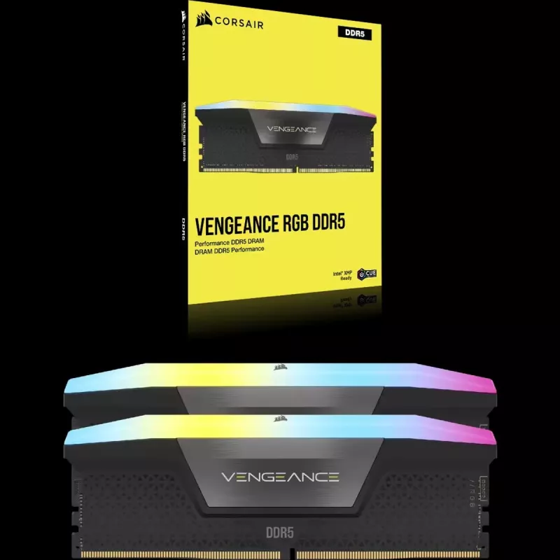 CORSAIR Memory 32 GB DDR5 (2x16 GB) DRAM 6400 MT/s CL36 Memory Kit Vengeance RGB - Czarny