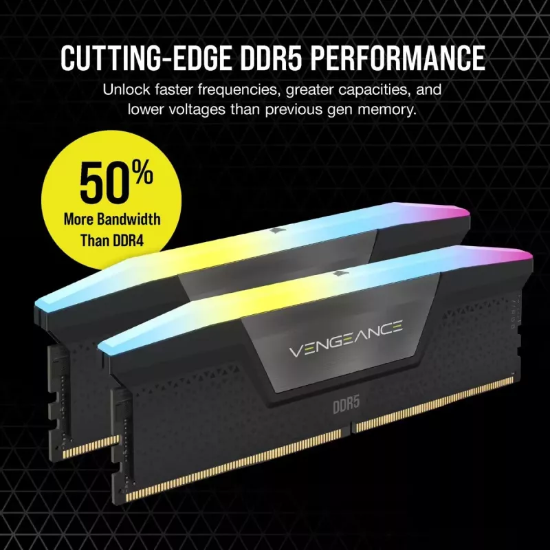 CORSAIR Memory 32 GB DDR5 (2x16 GB) DRAM 6400 MT/s CL36 Memory Kit Vengeance RGB - Czarny