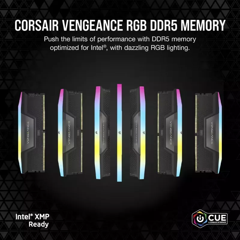 CORSAIR Memory 32 GB DDR5 (2x16 GB) DRAM 6400 MT/s CL36 Memory Kit Vengeance RGB - Czarny