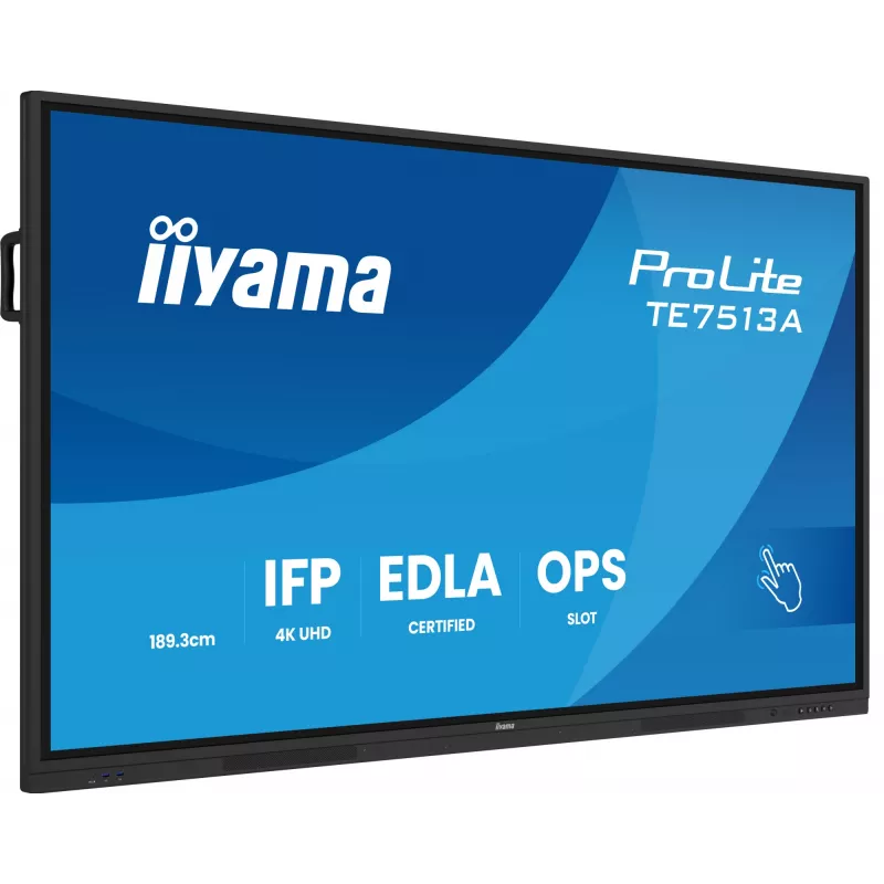 iiyama TE7513A-B1AG Wyświetlacz interaktywny 190,5 cm (75 cali) Wi-Fi 500 cd/m² 4K Ultra HD Czarny Dotykowy Wbudowany procesor Android 18/7