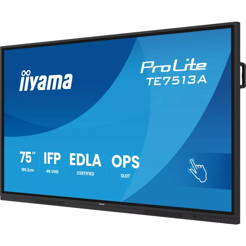 iiyama TE7513A-B1AG Wyświetlacz interaktywny 190,5 cm (75 cali) Wi-Fi 500 cd/m² 4K Ultra HD Czarny Dotykowy Wbudowany procesor Android 18/7