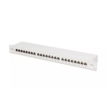 Panel krosowy DIGITUS, CAT6A ekranowany, 1U, 24-portowy, 8P8C, czarny RAL 9005, 483