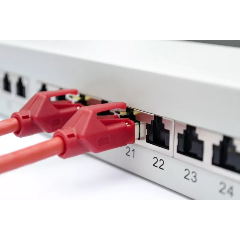 Panel krosowy DIGITUS, CAT6A ekranowany, 1U, 24-portowy, 8P8C, czarny RAL 9005, 483