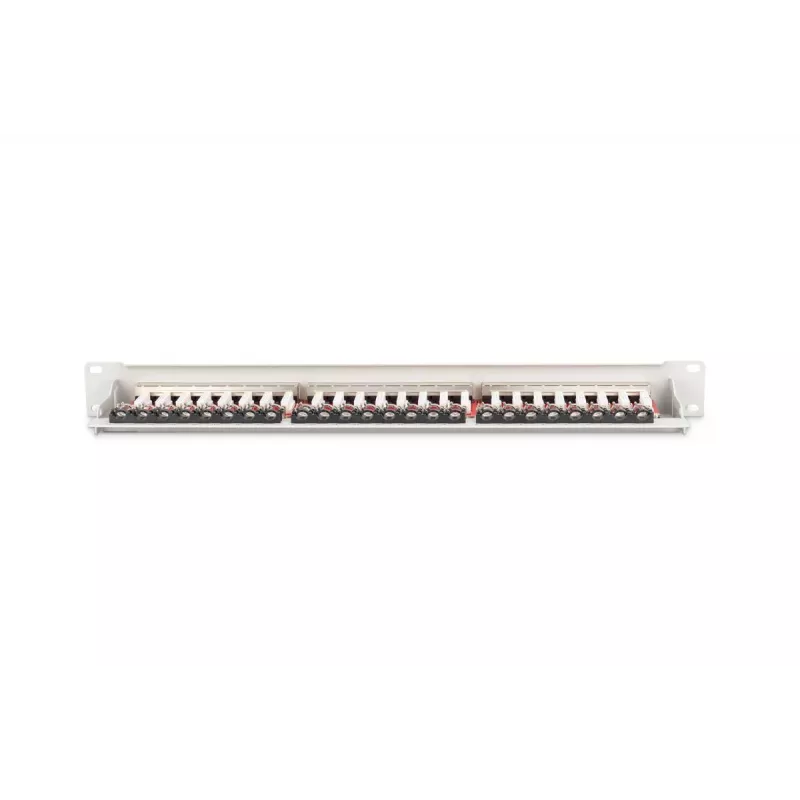 Panel krosowy DIGITUS, CAT6A ekranowany, 1U, 24-portowy, 8P8C, czarny RAL 9005, 483