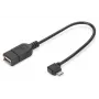 Przewód adaptera USB 2.0, OTG, typ micro B - A M/F, 15 cm, zgodny z USB 2.0, kąt prosty, czarny