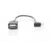 Przewód adaptera USB 2.0, OTG, typ micro B - A M/F, 15 cm, zgodny z USB 2.0, kąt prosty, czarny
