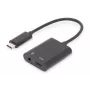 Kabel rozdzielający DIGITUS USB Type-C, typ C - 3,5 mm + typ C M/Ż/Ż, 20 cm, czarny