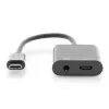 Kabel rozdzielający DIGITUS USB Type-C, typ C - 3,5 mm + typ C M/Ż/Ż, 20 cm, czarny