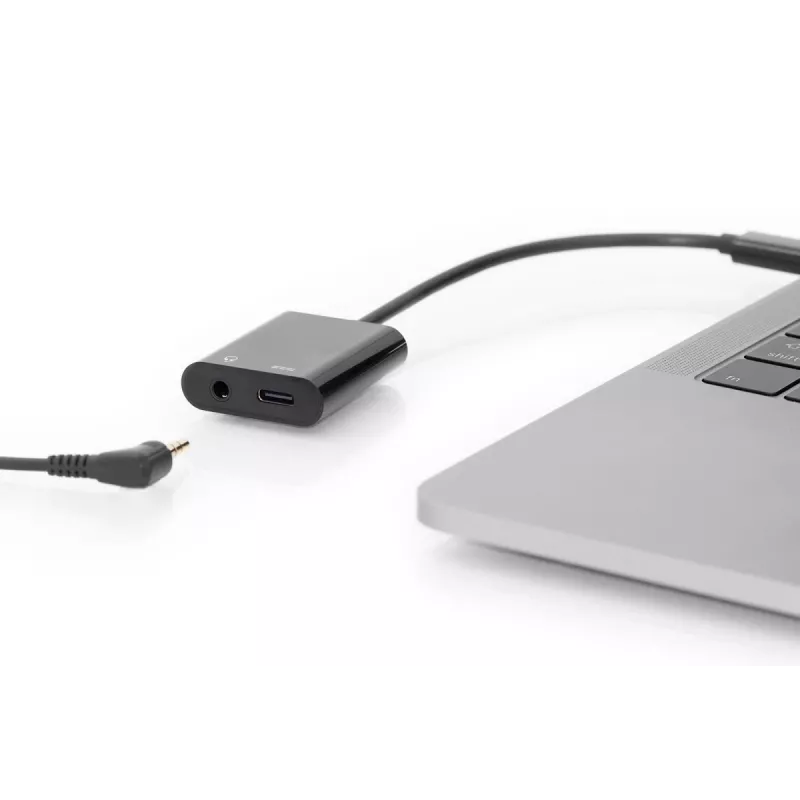 Kabel rozdzielający DIGITUS USB Type-C, typ C - 3,5 mm + typ C M/Ż/Ż, 20 cm, czarny