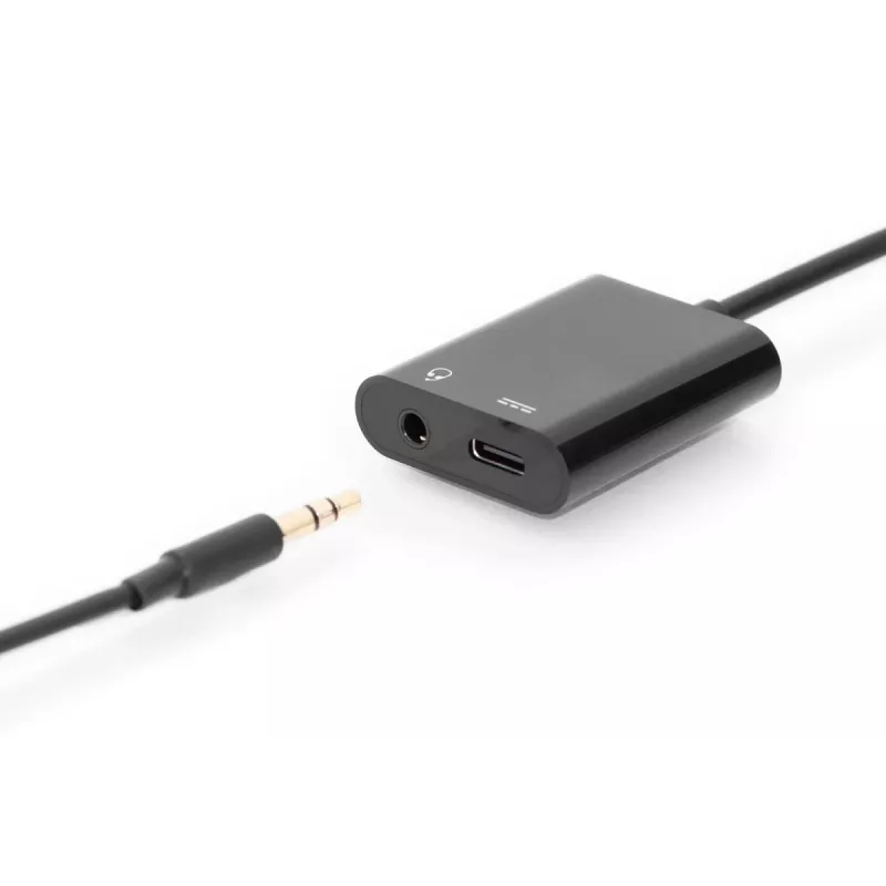 Kabel rozdzielający DIGITUS USB Type-C, typ C - 3,5 mm + typ C M/Ż/Ż, 20 cm, czarny