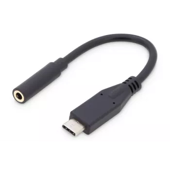 Kabel adaptera audio DIGITUS USB Type-C, Type-C - 3,5mm M/F, 20cm, wejście/wyjście audio, wersja 3.1, CE, czarny