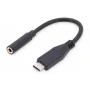 Kabel adaptera audio DIGITUS USB Type-C, Type-C - 3,5mm M/F, 20cm, wejście/wyjście audio, wersja 3.1, CE, czarny