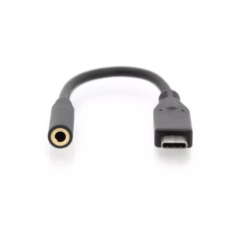 Kabel adaptera audio DIGITUS USB Type-C, Type-C - 3,5mm M/F, 20cm, wejście/wyjście audio, wersja 3.1, CE, czarny