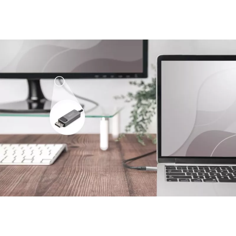 DIGITUS USB Type C to DP adapter kablowya 8Ka30Hz. HBR3 Alu Housing Czarny 1m